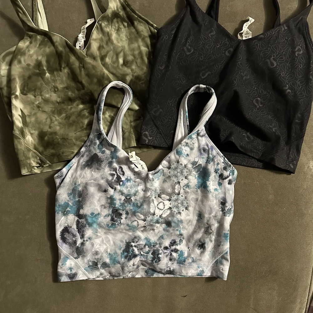 LULULEMON athletica Tie-Dye Camisole in Blue, green and Black set of 3